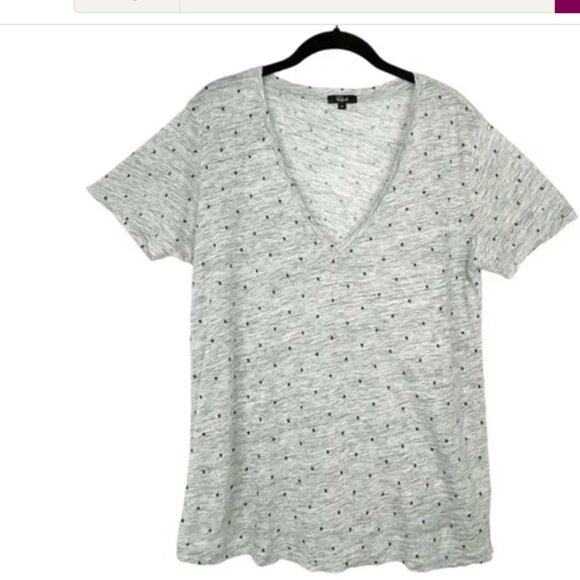 Rails Tops - Rails Cara Star Print V-Neck Short Sleeve T-Shirt Gray Black Size Medium